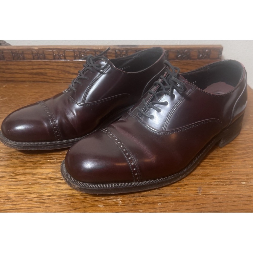 Florsheim Men's 7.5 D Burgundy Leather Cap Toe Oxford Dress Shoes